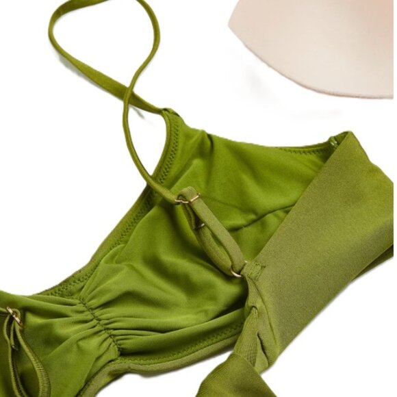 🔥2/$15🔥NWT - H&M Padded Bikini Top - Green - Size 10 - Picture 2 of 12